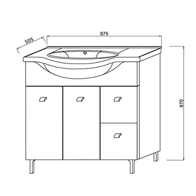 KIAMAMI VALENTINA BADMÖBEL 85 cm MIT UNTERSCHRANK + WASCHTISCH + Spiegel