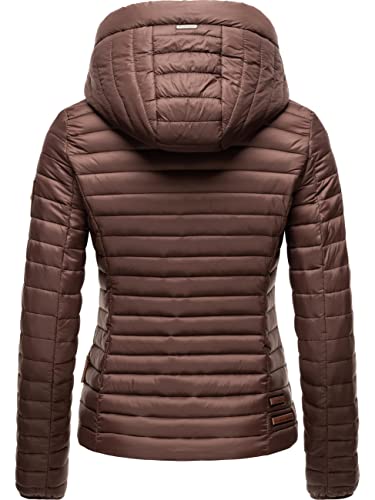 MARIKOO Damen Übergangsjacke Steppjacke mit abnembarer Kapuze Löwenbaby Chocolate Gr. XL