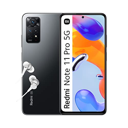 Xiaomi Redmi Note 11 Pro 5G, Smartphone + Kopfhörer, 8 + 128 GB Handy ohne Vertrag, 6,67'' 120 Hz FHD + AMOLED Display, Alexa Hands-Free, 108 MP Kamera, Graphite Gray (DE Version, Amazon Exclusive)