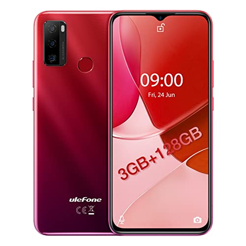 Ulefone Note 10P Handys ohne Vertrag 128GB ROM 2022 Android 11 OS 6,52 Zoll HD+ Smartphone SD-128GB 5500mAh Akku, 13MP Dreifache Rückfahrkamera 4G OTG Dual SIM Handy-(Rot)