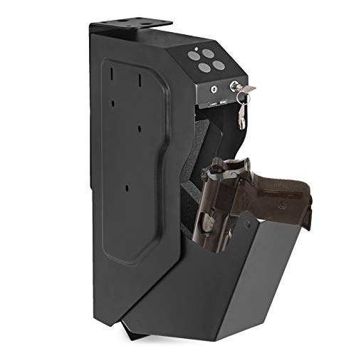 BananaB Stahl Security Gun Box mit Sicherheitskennwort und 2 Schlüssel tragbare Gun Box Safe 4 X AA-Batterie Waffen Tresor für Hause Sicherheit (Sicherheitskennwort und Schlüssel)