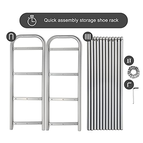 GUANJUNE 4-stufiger ausziehbarer Schuhregal-Organizer,Robustes Metallregal für bis zu 20 Paar Schuhe,Space Saver Rack für Kleiderschrank