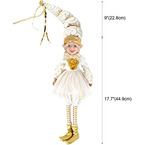 ABXMAS Elfen Figuren Dekorationen Set, Handgefertigte Weihnachtselfen Puppen Ornamente 45cm, Mädchen oder Junge Elf Set für Deko, Geschenk, Spielzeug, Party