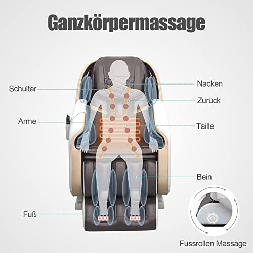 Real Relax Massagesessel, SL Track Schwerelosigkeit Massagestuhl Liegesessel für den Ganzkörper mit Body-Scan-Technologie, Bluetooth, PS3100