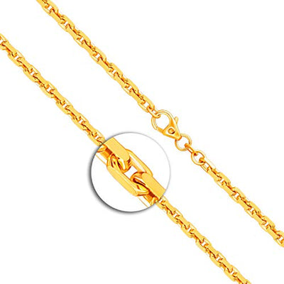 EDELIND Feines Armband Damen Herren 585 Echt Gold 3 mm, Ankerkette diamantiert 14K Gelbgold, Armkette mit Karabinerverschluss Länge 21 cm Goldarmband mit Schmuck Geschenk Box Made in Germany