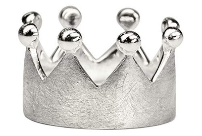 SILBERMOOS Damen Ring Krone Kronenring Crown Queen gebürstet Sterling Silber 925, Größe:60 (19.1)