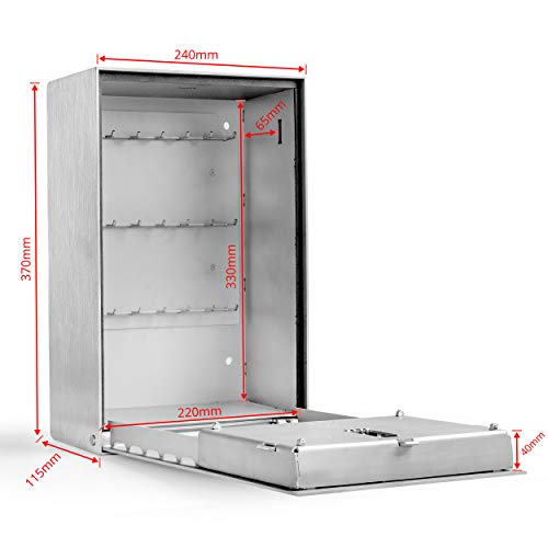 masunt Schlüsselkasten 2125 E Code | Schlüsseltresor mit innovativer Online-Codevergabe aus der Ferne | digitaler Schlüsselsafe aus massivem V2A Edelstahl | maximale Sicherheit | wetterfest | silber