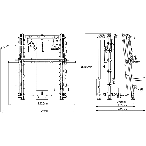 MAXXUS Multipresse 10.1 - mit Hantelbank, Klimmzug, Butterfly, Rudern, Bankdrücken, Dips-Station und Aufhängung für Boxsack, gelagerte Langhantel, bis 300kg - Kraftstation, Smith Maschine, Power Rack