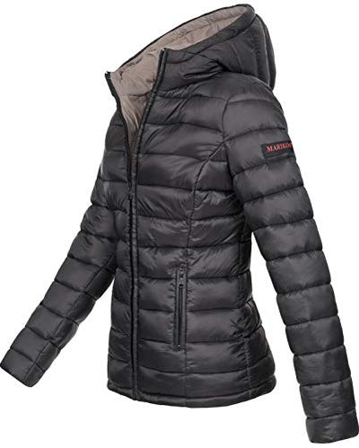 MARIKOO Damen Jacke Steppjacke Herbst Winter Übergangsjacke gesteppt B651 [B651-Luc-Schwarz-Gr.XS]