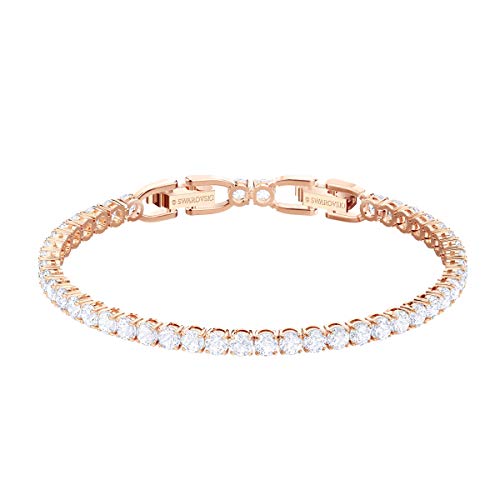 Swarovski Tennis Deluxe Armband, Kristalle im Rundschliff, Weiß, Roségold-Legierungsschicht