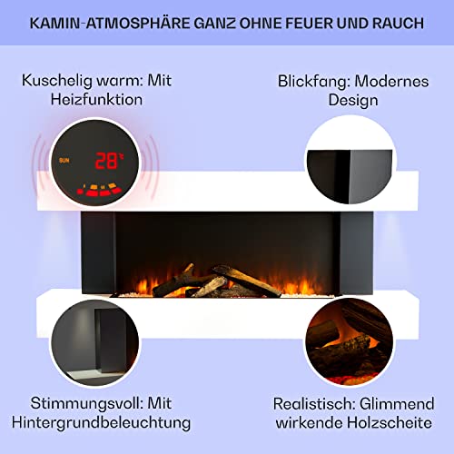 Klarstein Elektrokamin, Elektro Heizungen für Wohnzimmer & Innenräume, Elektrischer Kamin mit LED Flammen, Kamin mit Fernbedienung, Elekrokamin, App-Funktion Temperaturregelung, Heizung 2000 W