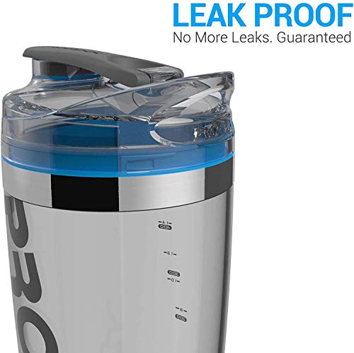 PROMiXX iX-R Elektrischer Eiweiß Shaker/Protein Shaker/USB wiederaufladbar | mit integriertem Proteinbehälter | mit Edelstahl-Trim 600ml