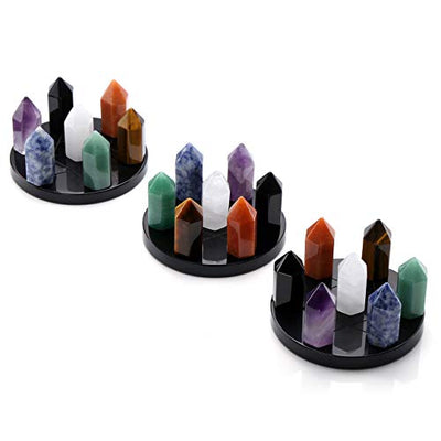 JSDDE 7 Chakra Deko Set Spitze Hexagon Säulen Stein Reiki Energietherapie Obsidian Edelstein Yoga Meditation Feng Shui Qixing Array Dekoration