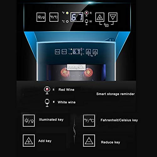 JRZTC Weinkühler Kühlschrank Kühler Arbeitsplattenkühler Freistehender kompakter Mini-Weinkühlschrank 12 Flaschen Kapazität Digitale Steuerung, Glastür