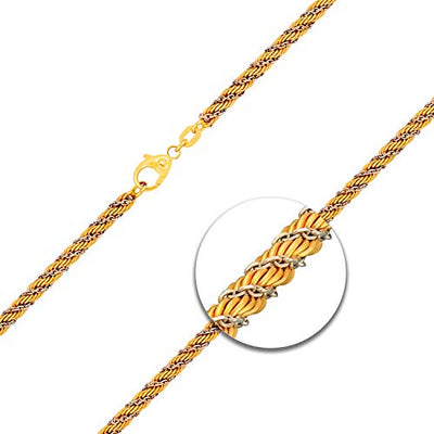 EDELIND Armband Damen 585 Gold 3.3mm Bracelet Kordelkette hohl 14K Bicolor Gelbgold/Weißgold Länge 23cm Armkette Echtgold mit Karabinerverschluss Goldarmband mit Schmuck Geschenk Box Made in Germany