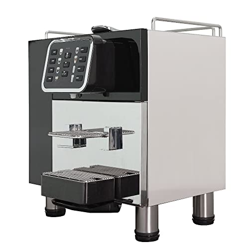 Mcilpoog Kaffeevollautomat, Kapselkaffeemaschine, kommerzielle Kaffeemaschine, mit Milchaufschäumer, unterstützt 8 Arten von Getränken wie Cappuccino, Latte usw., Edelstahlmaterial