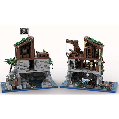 WWEI Mittelalterliche Piraten Modular Haus Architecture, 5899 Klemmbausteine Piraten Schädel Insel Modular Building, Entworfen von Massenzio, Kompatibel mit Lego 21322