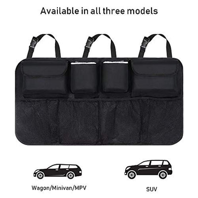 URAQT Kofferraum Organizer Auto, Auto Aufbewahrungstasche, Kofferraumtasche Auto, Wasserdichten Taschen Auto mit Starkes elastisches, Zauberstabstruktur für SUV, Schwarz