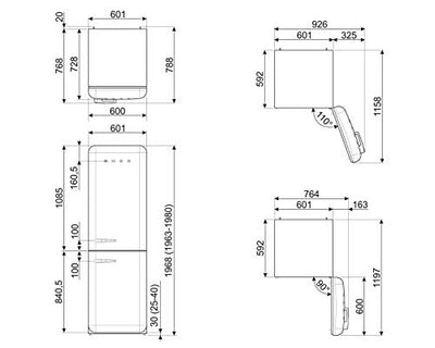 Smeg FAB32RPK3 Kühlschrank mit Gefrierschrank Freistehend Rosa 331 L A+++