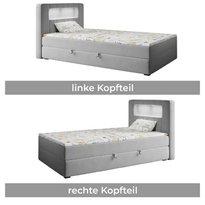 MKS MEBLE Kinderbett mit Led - Polsterbett Gold JUNIOR1 - Jugendbett Funktionsbett Led Bett Boxspringbetten für Kinderzimmer, Jugendzimmer - 90x200 Gelb