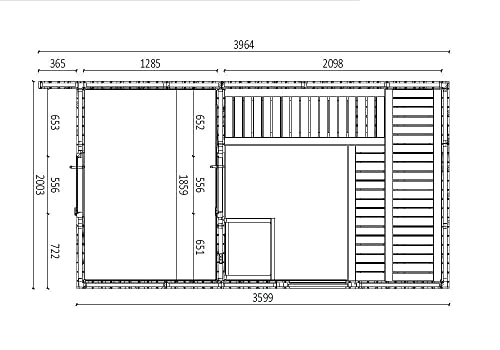 FinnTherm Gartensauna Siena aus Holz, Outdoor Sauna gedämmt, Außensauna Garten mit 72 mm Wandstärke,  Saunahaus 360 x 200 x 235 cm, naturbehandelt und schwarz, isolierte Bauweise