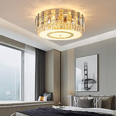 Crystal Deckenlampe,LED Flush-halterung Deckenleuchte Crystal Moderne In Der Nähe Deckenleuchte Runde Crystal Light Fixture Für Küche Schlafzimmer Schrank Für Flur Badezimmer-Gold 75x25cm