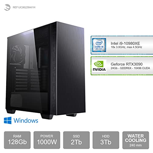 Sedatech Wasserkühlung Pro Gaming PC • Intel i9-10980XE 18x 3.0GHz • Geforce RTX3090 • 128GB RAM • 2TB SSD M.2 • 3TB HDD • Windows • Desktop Computer