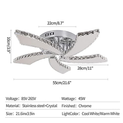 Kristall-Deckenleuchte, LED-Kronleuchter, zeitgenössische Edelstahl-Pendelleuchte, Unterputz-Lampe, Leuchte für Wohnzimmer, Schlafzimmer