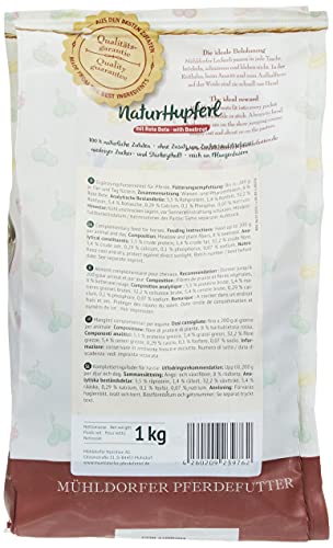 Mühldorfer NaturHupferl Rote Bete, 1 kg, naturgesunde Leckerli für Pferde, getreidefrei, ohne Melasse und Zusatzstoffe, zucker- und stärkereduziert