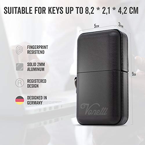 VONETTI Alpha Shield ELEGANTE - Premium RFID Signal Blocker Box - Smart Car Key Faraday Signal Protector, Keyless Go RFID Blocking Case, Crypto Wallet Safe Box, Signal Blocker Faraday Tin (Black)