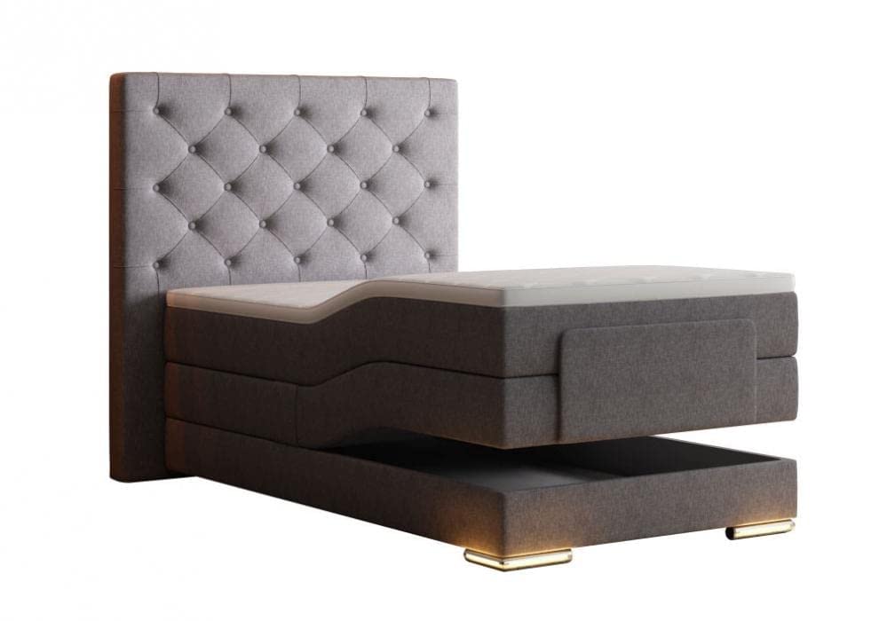 Mailand Chesterfield Boxspringbett elektrisch Grau Stoff 200 x 200 cm/LED-Fuß