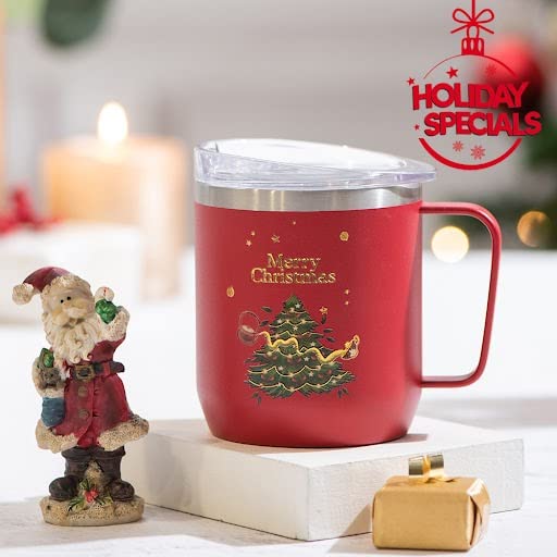 VAHDAM, Weihnachtsbecher (300ml) 18/8 Edelstahl- Isolierter heißer und kalter Becher | Weihnachtsgeschenke ideen für Frauen & Männer | Langlebige tee Weihnachten-becher | Tragen heiße & kalte Getränke