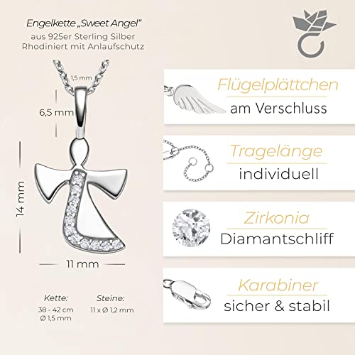 Geschenke zur Einschulung Mädchen | Schutzengel Kette Silber 925 Engel-Anhänger Halskette | Geschenk zum Schulanfang Schultüte Inhalt Füllung Schulanfänger Schulkind | Kinder-Schmuck Kinderkette