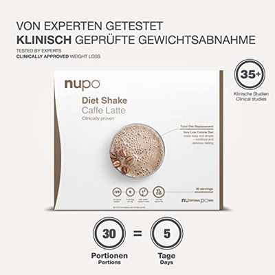 Nupo Diet Shake Caffe Latte – Premium Diät-Shake zum Abnehmen I Kompletter Mahlzeitersatz zum Abnehmen I 30 Portionen I Very low calorie diet, glutenfrei, GMO frei