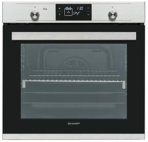 Sharp K-71V28IM2-EU Einbau Backofen / A / 78 L / 7 Beheizungsarten / Heißluft / Versenkbare Knebel / Pyrolytische Reinigung / Herausnehmbare Innenglastür / AntiFingerprint-Beschichtung / Edelstahl