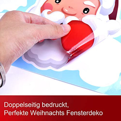 318 Fensterbilder Selbstklebend für Weihnachtsdeko, Schneeflocken Weihnachtsdeko Fenster,Süße Elche Fensteraufkleber PVC für Fenster,Wiederverwendbar Weihnachten Deko