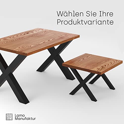 LAMO Manufaktur Esstisch Küchentisch Schreibtisch Couchtisch aus Massivholz, 120x80x76 cm (AxBxH), Design, Dunkel/Schwarz, LEG-01-A-004-9005D