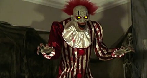 Horror Zombie Clown 2 Meter Halloween Puppe Roboter Licht Sound Bewegung Animatronic Deko