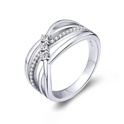 JO WISDOM Damen ring breit silber 925 mit 3A Zirkonia swarovski Verlobungsring,Schmuck für Frauen