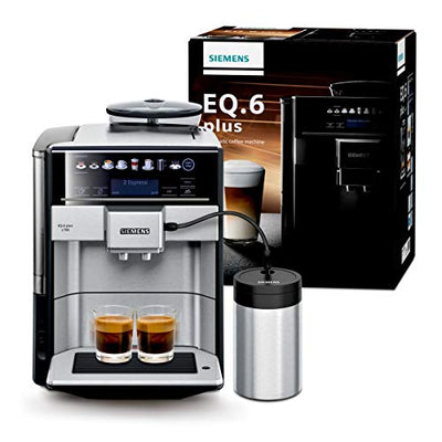 Siemens Kaffeevollautomat EQ.6 plus s700 TE657M03DE, für viele Kaffeespezialitäten, Milch-Aufschäumdüse, Keramikmahlwerk, Doppeltassenfunktion, Antikalk, automatische Dampfreinigung, 1500 W, edelstahl