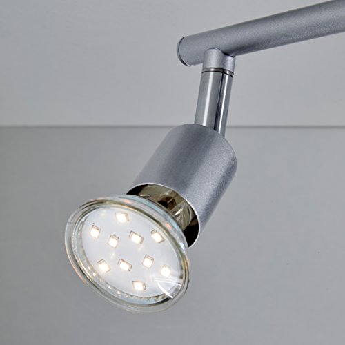 B.K.Licht – Deckenlampe – 385x100 mm, Silber, LED, dreh- und schwenkbare Spotlampe, hohe Helligkeit, 3 flammig, inkl. Leuchtmittel