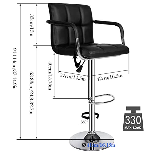 JHYFT Barhocker 2er Set Frühstücksbarhocker Esszimmerhocker mit Rückenlehne Barstuhl für Kücheninseltheke, Außenseite aus Kunstleder, Stahlfußstütze & Basis, 360 Grad drehbar und höhenverstellbar (B
