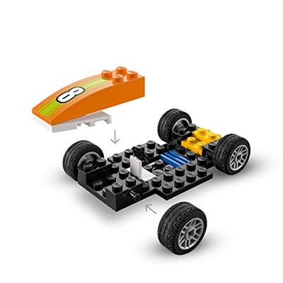 LEGO 60322 City Rennauto, Formel 1 Auto für Kinder ab 4 Jahren, Rennwagen-Spielzeug mit Mechaniker- und Rennfahrer-Minifiguren, Rennauto