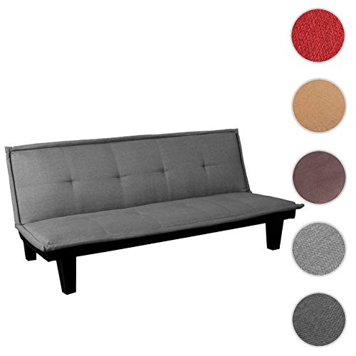 Mendler 3er-Sofa HWC-C87, Couch Schlafsofa Gästebett Bettsofa Klappsofa, Schlaffunktion 170x100cm - Textil, dunkelgrau