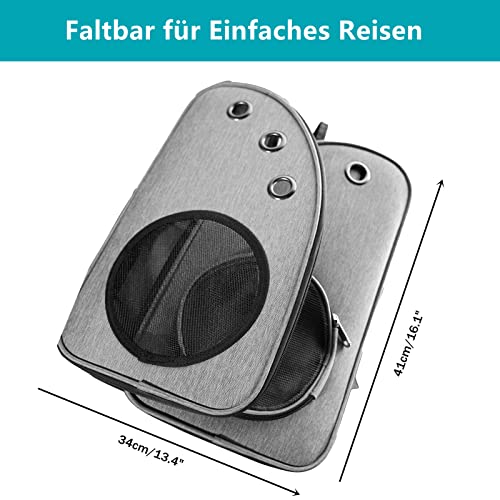 HelloMiao Ausziehbarer Haustier Rucksäcke,Großer Tragbarer Hunderucksack & Katzenrucksack, Faltbarer Haustier Reiserucksack, Geeignet für Katzen und Hunde und Andere Kleine Haustiere,Max.Last 8kg