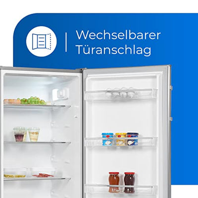 Exquisit Kühlschrank KS320-V-H-040E inoxlook | 242 L Nutzinhalt | LED-Licht | Türanschlag wechselbar | Glasablagen und Türablagen | Gemüsefach | Inoxlook | Kühlen