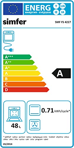 Simfer Standherd 50 cm mit Glaskeramik-Kochfeld SMF-FS 4227, 48 Liter, Elektroherd, 4 Hilight-Zonen, Grillfunktion, Backraumbeleuchtung, Backofentür