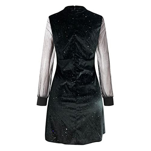 BOTCAM Minikleid Damen 2022 Sexy V-Ausschnitt Schwarze Elegante Party Club Kleid Cocktailkleid Festlich Partykleid Abendkleid Strandkleid Glitzer Silvester Brautkleid Brautjungfern Kleid Ballkleid