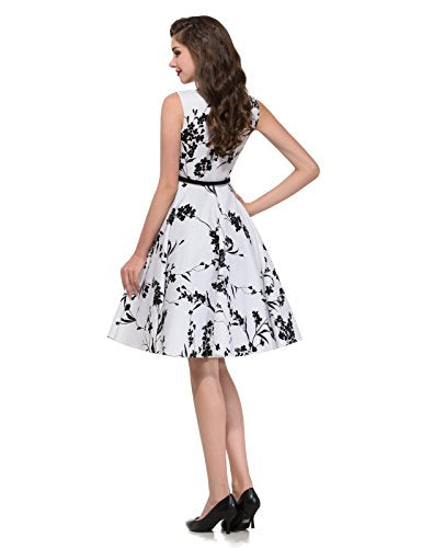 GRACE KARIN Blumen Kleid Rockabilly Damen gürtel Kleid festlich Petticoat Kleider XS CL6086-11