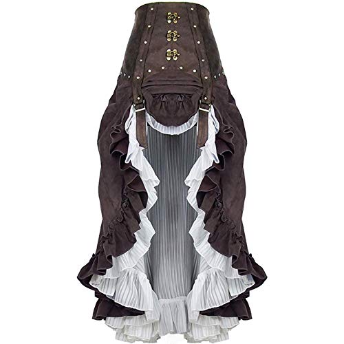 Damen Retro Vintage Steampunk Gothic Länge Knöchel Rock Asymmetrisch Victorian Vintage Cosplay Party Kleid